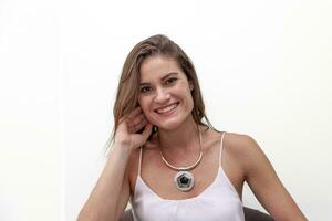 portrait of beautiful woman sitting in a medical office photo