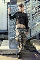 young female singer rap caucasian tattooed posing photo