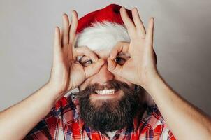 Artistic portrait of gray haired santa claus photo