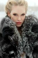 Winter Girl in Luxury Fur Coat photo