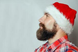 Santa Claus listening  pair of headphones photo