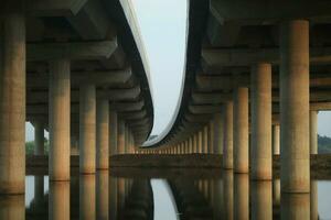 Bridge-Expressway pillars that help support the expressway bridge to facilitate rapid travel are constructed by civil engineers with a safety system that shortens the travel distance more quickly. photo