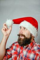 Artistic portrait of gray haired santa claus photo