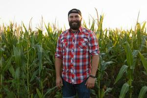 Farmer, close up of face in corn field photo