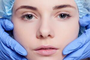 Beauty Woman face surgery close up portrait photo