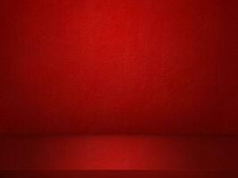 Empty bright red studio background, product display with copy space for displaying content design. Banner for product advertising photo