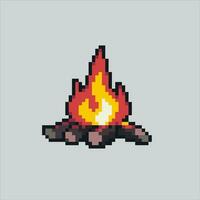 Pixel art illustration Bonfire. Pixelated Bonfire. Bonfire camp pixelated for the pixel art game and icon for website and video game. old school retro. vector