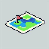 Pixel art illustration Map. Pixelated Map. Treasure Map scroll  pixelated for the pixel art game and icon for website and video game. old school retro. vector