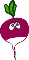 Sad radish, vector or color illustration.