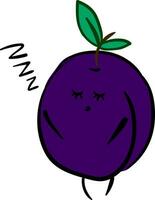 Sleeping plum, vector or color illustration.