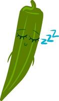 Sleeping okra, vector or color illustration.