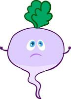 Sad turnip, vector or color illustration.