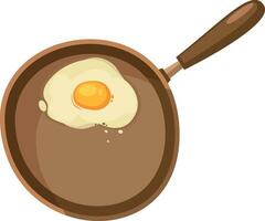 Half fried egg for morning breakfast, vector or color illustration.