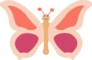 Beautiful pink butterfly, vector or color illustration.