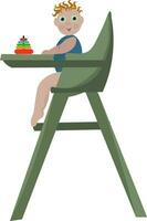 Baby on chair , vector or color illustration