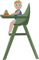 Baby on chair , vector or color illustration