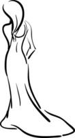 A sketch of a slim woman in a long gown, vector or color illustration.