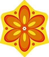 A yellow color flower and orange petal, vector or color illustration.