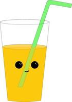 Orange juice in transparent glass, vector or color illustration.