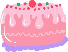 A big pink cake, vector or color illustration.