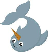 Narwhal, vector or color illustration.