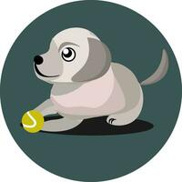 Puppy with ball, vector or color illustration.