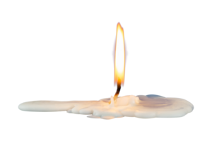 burning candle isolated. little fire with melt wax png