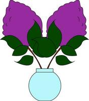 Lilac with leaves, vector or color illustration.