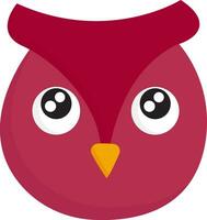 Pink owl, vector or color illustration.