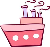 Pink big boat, vector or color illustration.