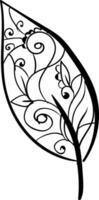 Leaf ornament, vector or color illustration.