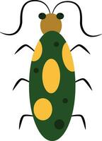 Green and yellow bug, vector or color illustration.