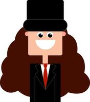 Girl in suit, vector or color illustration.