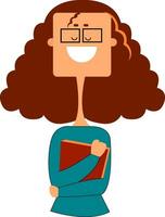 Girl with book, vector or color illustration.