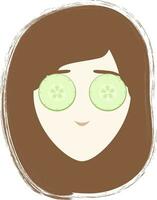 Girl with mask, vector or color illustration.