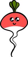 Image of cute radish, vector or color illustration.