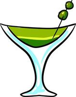 Green cocktail, vector or color illustration.