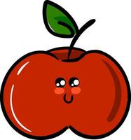 Image of cute apple, vector or color illustration.