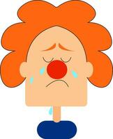 Image of cry - crying clown, vector or color illustration.