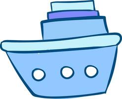 Image of azure boat, vector or color illustration.