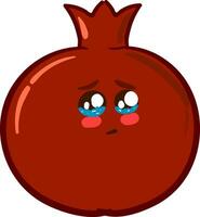 Image of crying pomegranate, vector or color illustration.