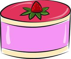 Image of cake with strawberries and jelly, vector or color illustration.