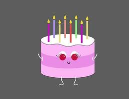 Image of tasty birthday cake, vector or color illustration.