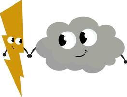 Image of cloud with lighting - thunderbolt, vector or color illustration.