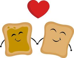 Image of bread love, vector or color illustration.
