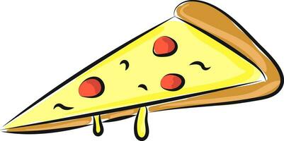 Image of a slice of pizza, vector or color illustration.