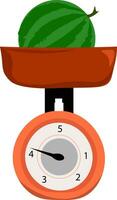 Clipart of a whole watermelon weighed on weighing scale vector or color illustration