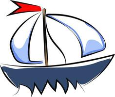 Clipart of a blue-colored yacht set on isolated white background vector or color illustration