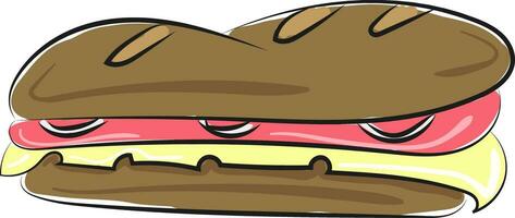 Image of sandwich, vector or color illustration.