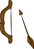 Clipart of a wooden bow and arrow vector or color illustration